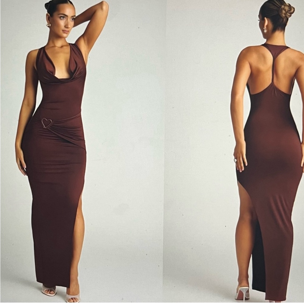 Oh Polly Chocolate Backless Maxi Dress